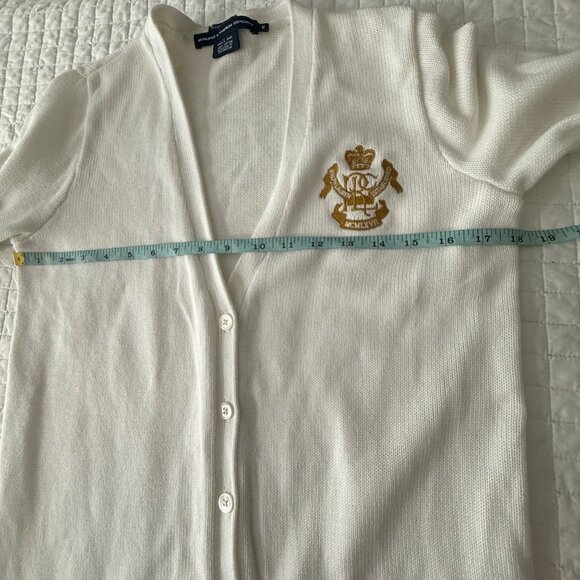 Vintage Ralph Lauren Sport Off White Boyfriend Fit Cardigan Sweater M 100% Cotto - Picture 6 of 8